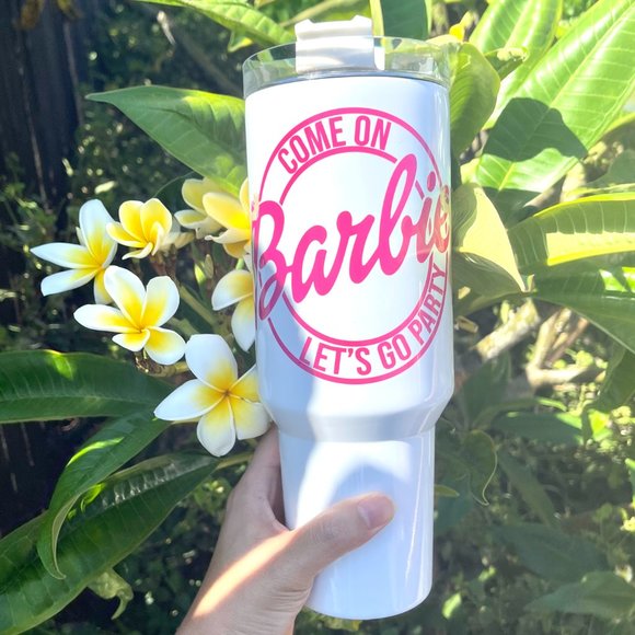 40oz tumbler Barbie Girl LETS GO PARTY Movie Pink Tumbler...